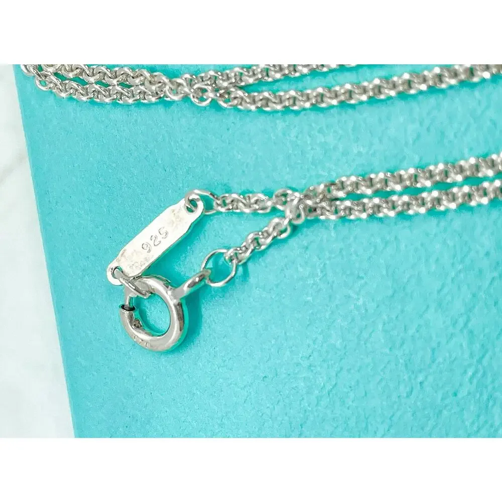 Tiffany & Co. Sterling Silver Triple Cushion Drop Pendant Necklace 16
